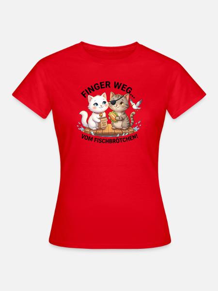 Katzen Finger weg Fischbrötchen - Frauen T-Shirt - Rot