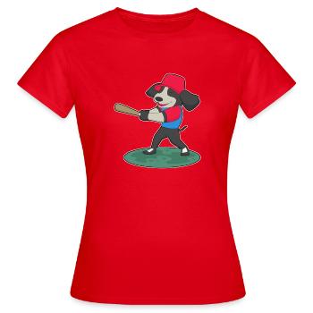 Hund Baseball Baseballschläger - Frauen T-Shirt - Rot - Vorne - AI Model Female 172 dark (172cm)