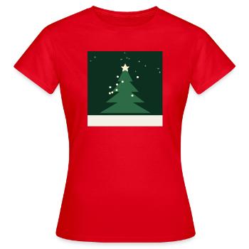 Minimalistischer Weihnachtsbaum-Grüner Stern - Frauen T-Shirt - Rot - Vorne - AI Model Female 172 dark (172cm)