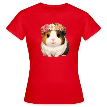 Meerschweinchen - Frauen T-Shirt - Rot - Vorne - AI Model Female 172 dark (172cm)