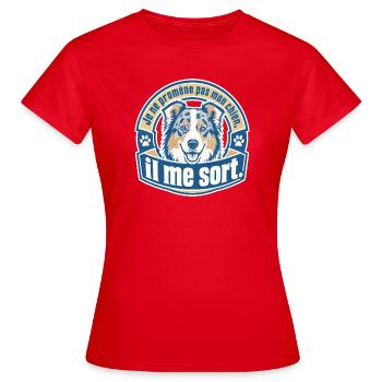 Ich gehe nicht mit meinem Hund spazieren, er geht mit mir raus. - Frauen T-Shirt - Rot - Vorne - AI Model Female 172 dark (172cm)