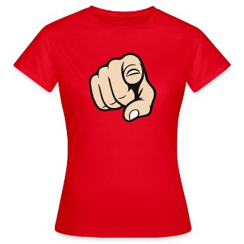 Pointing Finger You Gesture Sticker Design - Women's T-Shirt - red - Front - AI Model Female 172 dark (172cm)