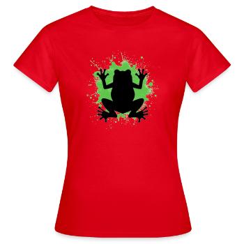Frosch Silhouette mit Grünen Spritzern - Frauen T-Shirt - Rot - Vorne - AI Model Female 172 dark (172cm)