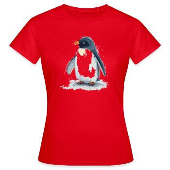 Pingouin aquarelle dans le saut - T-shirt Femme - rouge - Devant - AI Model Female 172 dark (172cm)