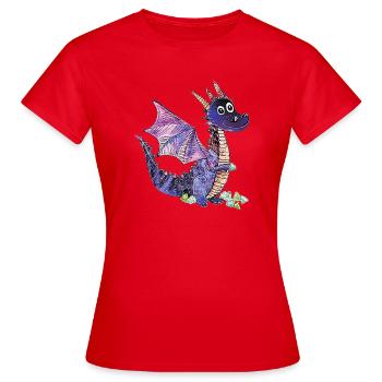 Conception du Cristal du Dragon Violet - T-shirt Femme - rouge - Devant - AI Model Female 172 dark (172cm)