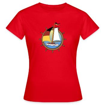 Segelboot mit deutscher Flagge am Lenkrad - Frauen T-Shirt - Rot - Vorne - AI Model Female 172 dark (172cm)