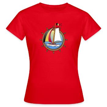 Voilier avec drapeau belge au volant - T-shirt Femme - rouge - Devant - AI Model Female 172 dark (172cm)