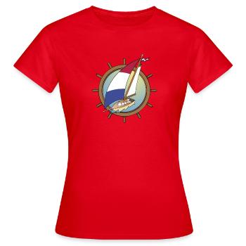 Niederländisches Segelboot mit Lenkrad - Frauen T-Shirt - Rot - Vorne - AI Model Female 172 dark (172cm)