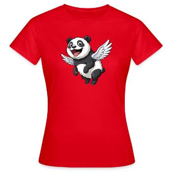 Dessin animé panda mignon avec des ailes - T-shirt Femme - rouge - Devant - AI Model Female 172 dark (172cm)
