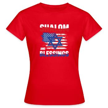 Shalom Und Segen Freiheit Israel USA Flagge - Frauen T-Shirt - Rot - Vorne - AI Model Female 172 dark (172cm)