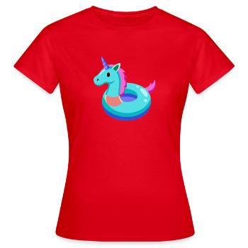 Einhorn-Poolspielzeug - Frauen T-Shirt - Rot - Vorne - AI Model Female 172 dark (172cm)