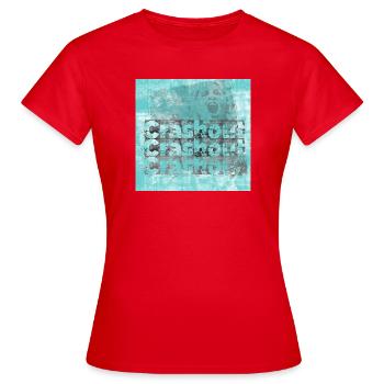 Noisy typo graphics in cyan look - Women's T-Shirt - red - Front - AI Model Female 172 dark (172cm)