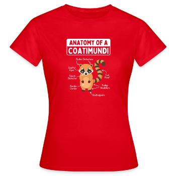 Anatomie d’un coati - T-shirt Femme - rouge - Devant - AI Model Female 172 dark (172cm)