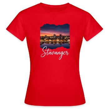 Stavanger Atmosphère du soir au fjord - T-shirt Femme - rouge - Devant - AI Model Female 172 dark (172cm)