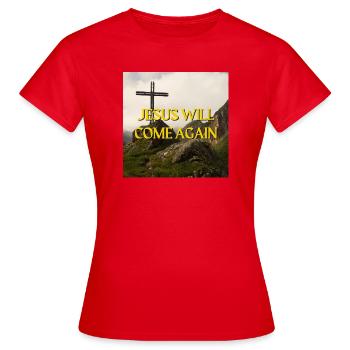 Jesus Will Come Again Mountain Cross Spiritual Gra - Women's T-Shirt - red - Front - AI Model Female 172 dark (172cm)