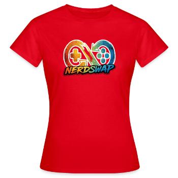 Produits dérivés NerdSwap Gaming - T-shirt Femme - rouge - Devant - AI Model Female 172 dark (172cm)