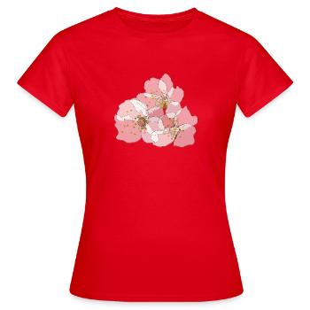 Cherry Blossoms | Zen Floral Illustration - Women's T-Shirt - red - Front - AI Model Female 172 dark (172cm)