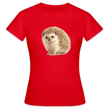Water-coloured hedgehog cuddle motif - Women's T-Shirt - red - Front - AI Model Female 172 dark (172cm)