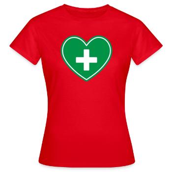 Icône Medical Heart Cross Healthcare - T-shirt Femme - rouge - Devant - AI Model Female 172 dark (172cm)