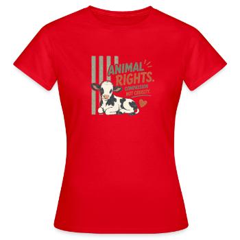 Animal Rights Calf Vegan Animal Rights Retro - Women's T-Shirt - red - Front - AI Model Female 172 dark (172cm)