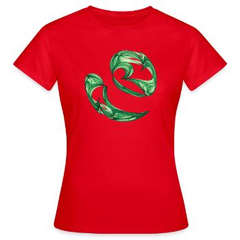 Dance of the Algae – Chaos Art - Women's T-Shirt - red - Front - AI Model Female 172 dark (172cm)