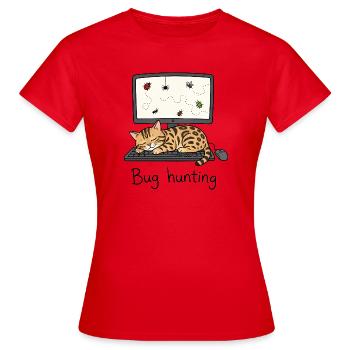 Bengal Cat IT & Programmer Humor - Women's T-Shirt - red - Front - AI Model Female 172 dark (172cm)