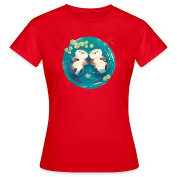 Loutre mignonne anniversaire de Saint-Valentin Couple anniversaire de mariage - T-shirt Femme - rouge - Devant - AI Model Female 172 dark (172cm)