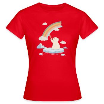 L’ours polaire peint un arc-en-ciel - T-shirt Femme - rouge - Devant - AI Model Female 172 dark (172cm)