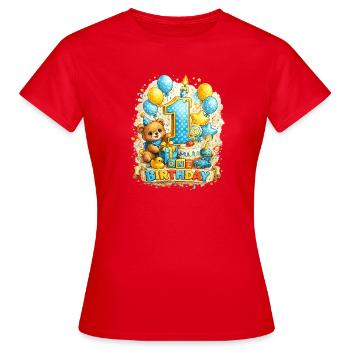 Gâteau ballon Teddy pour son premier anniversaire - T-shirt Femme - rouge - Devant - AI Model Female 172 dark (172cm)