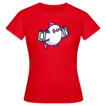 Mascotte Cash Chick avec des yeux de Dollar - T-shirt Femme - rouge - Devant - AI Model Female 172 dark (172cm)
