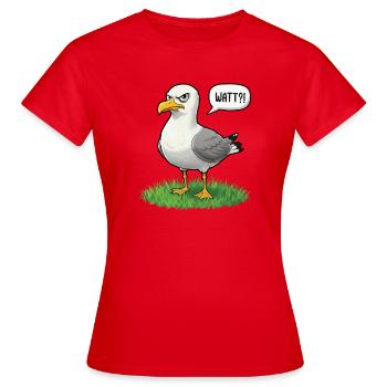 Watt Seagull Seabird Coast Beach Humor Saying - Women's T-Shirt - red - Front - AI Model Female 172 dark (172cm)