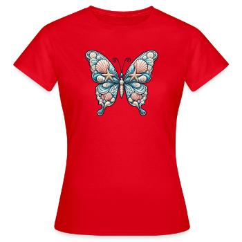 Coquilles de papillon Sea Wings - T-shirt Femme - rouge - Devant - AI Model Female 172 dark (172cm)