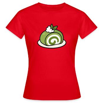 Dessert japonais au gâteau roulé au matcha de kawaï - T-shirt Femme - rouge - Devant - AI Model Female 172 dark (172cm)