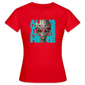 Les extraterrestres étaient toujours présents : des visiteurs extraterrestres - T-shirt Femme - rouge - Devant - AI Model Female 172 dark (172cm)