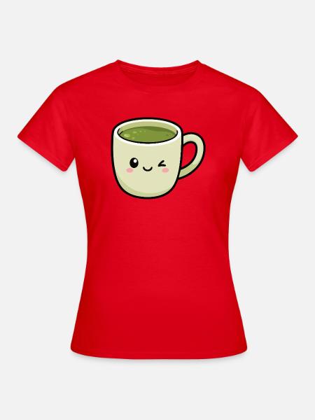 Kawaii zwinkern Matcha Grüne Teetasse - Frauen T-Shirt - Rot