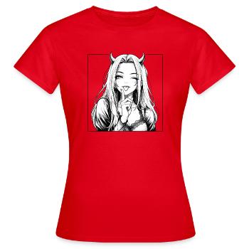 Diva démoniaque du manga avec des cornes - T-shirt Femme - rouge - Devant - AI Model Female 172 dark (172cm)