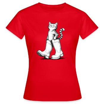 Chat en bottes en caoutchouc, Le Chat Botté - T-shirt Femme - rouge - Devant - AI Model Female 172 dark (172cm)
