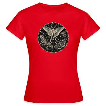 Cosmic butterflies in a mandala - Women's T-Shirt - red - Front - AI Model Female 172 dark (172cm)