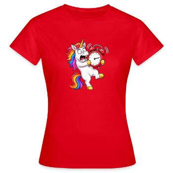 Drôle de bataille de réveil licorne - T-shirt Femme - rouge - Devant - AI Model Female 172 dark (172cm)