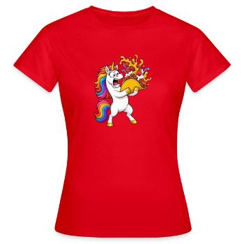 Funny Unicorn Taco Catastrophe - Women's T-Shirt - red - Front - AI Model Female 172 dark (172cm)