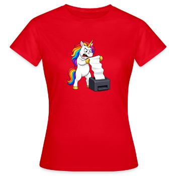 Funny Unicorn Printer Jam Rage - Women's T-Shirt - red - Front - AI Model Female 172 dark (172cm)