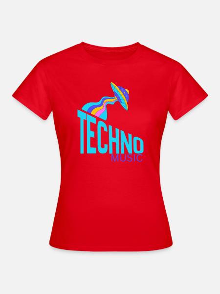 UFO Neon Techno Beam - Frauen T-Shirt - Rot