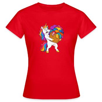 Funny Unicorn Laundry Avalanche - Women's T-Shirt - red - Front - AI Model Female 172 dark (172cm)