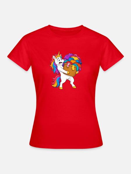 Lustige Einhorn-Waschlawine - Frauen T-Shirt - Rot