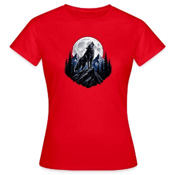 Moon wolf on rocky peaks - Women's T-Shirt - red - Front - AI Model Female 172 dark (172cm)