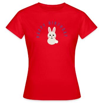HAPPY BIRTHDAY. HAPPY BIRTHDAY. ANNIVERSARY. - Women's T-Shirt - red - Front - AI Model Female 172 dark (172cm)