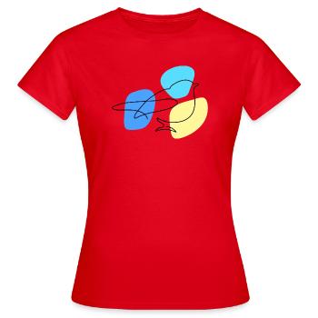 Lineart Blue with Pastel Shapes - Women's T-Shirt - red - Front - AI Model Female 172 dark (172cm)
