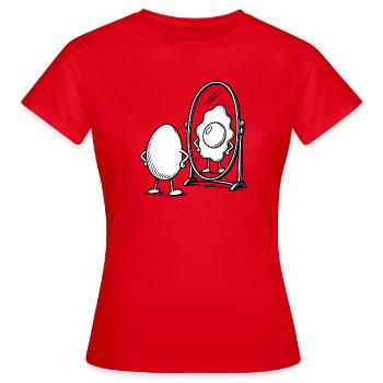 Pun with egg - Women's T-Shirt - red - Front - AI Model Female 172 dark (172cm)