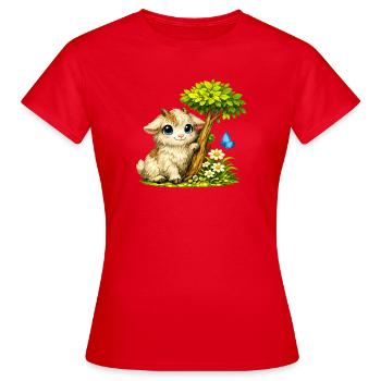 Chèvre câline avec papillon - T-shirt Femme - rouge - Devant - AI Model Female 172 dark (172cm)