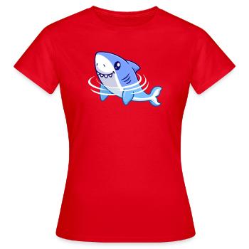 Dessin animé de requin - T-shirt Femme - rouge - Devant - AI Model Female 172 dark (172cm)